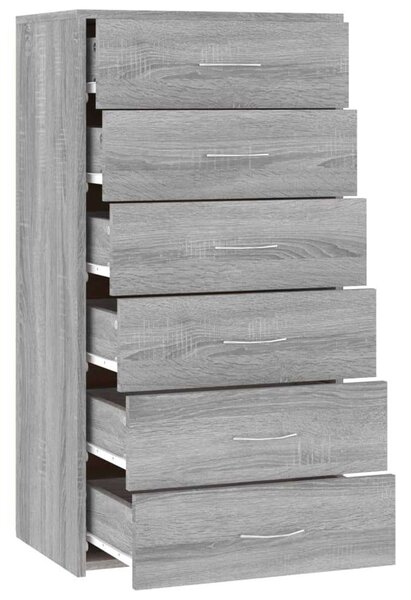 VidaXL 6 Fiókos Komód - Sonoma Szürke - 50x34x96 cm