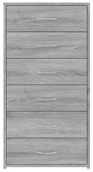 VidaXL 6 Fiókos Komód - Sonoma Szürke - 50x34x96 cm