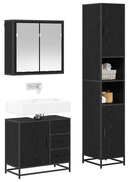 Fürdőszoba bútor szett 3 db Fekete tölgy 65 x 33 x 60 cm
