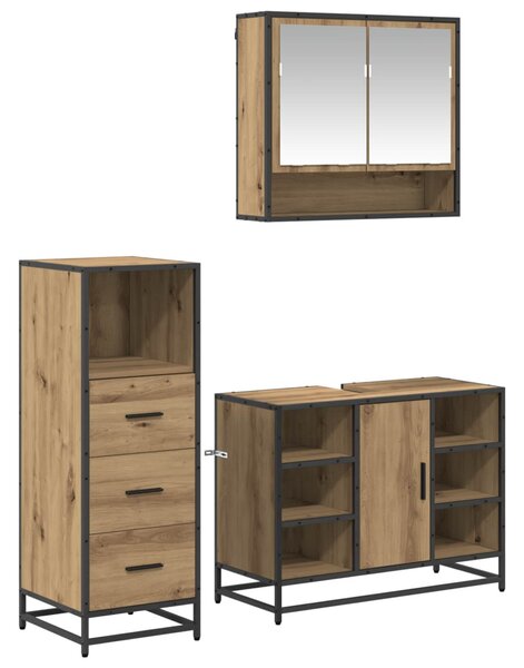 Fürdőszoba bútor szett fiókkal 3 pcs Artisan tölgy Faanyag