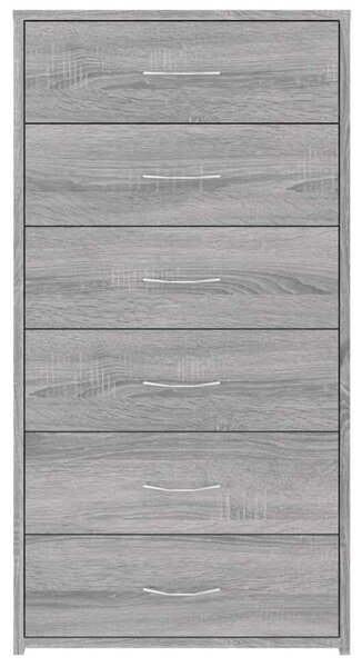 VidaXL 6 Fiókos Komód - Sonoma Szürke - 50x34x96 cm