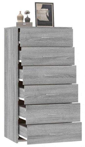 VidaXL 6 Fiókos Komód - Sonoma Szürke - 50x34x96 cm