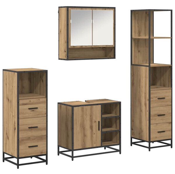 Fürdőszoba bútor szett fiókkal 4 pcs Artisan tölgy Faanyag