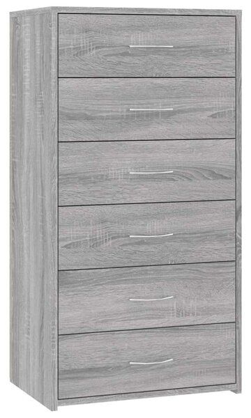 VidaXL 6 Fiókos Komód - Sonoma Szürke - 50x34x96 cm