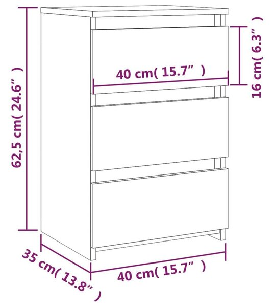 VidaXL 2 db füstös tölgyszínű szerelt fa éjjeliszekrény 40x35x62,5 cm