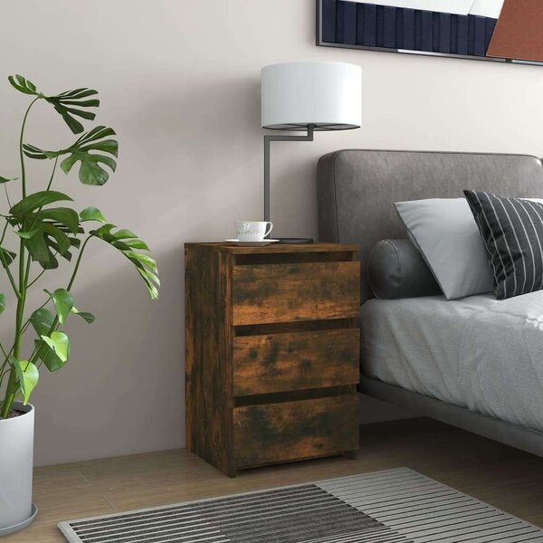 VidaXL 2 db füstös tölgyszínű szerelt fa éjjeliszekrény 40x35x62,5 cm