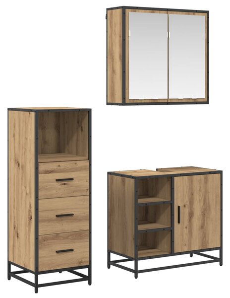 Fürdőszoba bútor szett fiókkal 3 pcs Artisan tölgy Faanyag