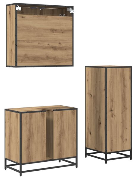 Fürdőszoba bútor szett fiókkal 3 pcs Artisan tölgy Faanyag