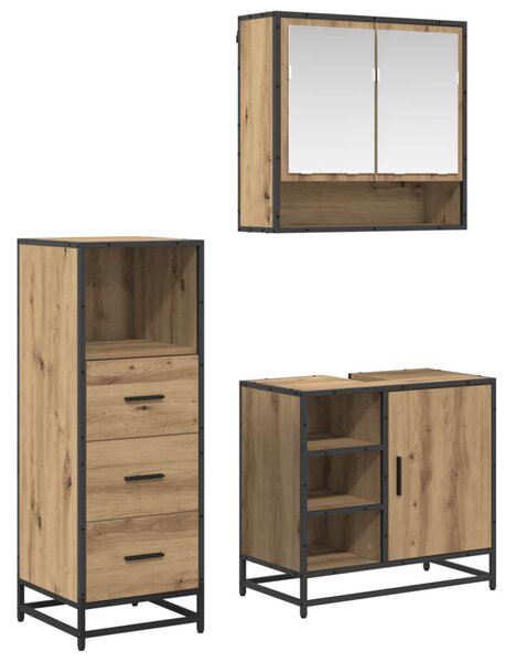 Fürdőszoba bútor szett fiókkal 3 pcs Artisan tölgy Faanyag