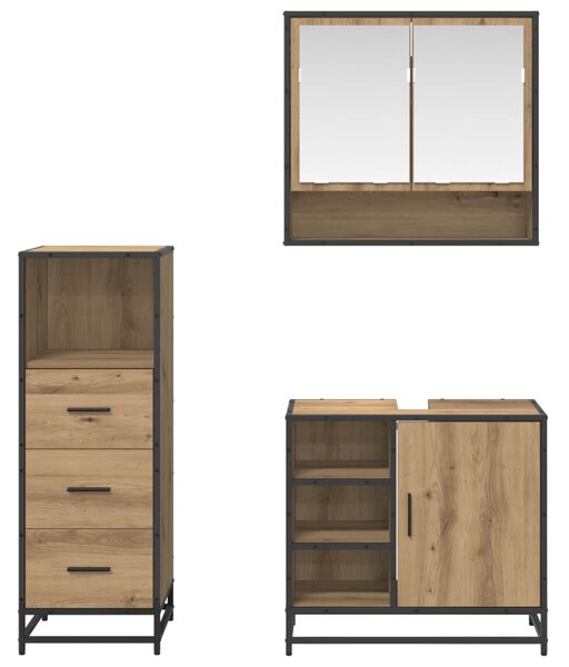 Fürdőszoba bútor szett fiókkal 3 pcs Artisan tölgy Faanyag