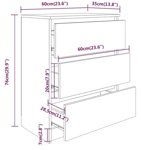 VidaXL barna tölgy színű szerelt fa tálalószekrény 60x35x76 cm