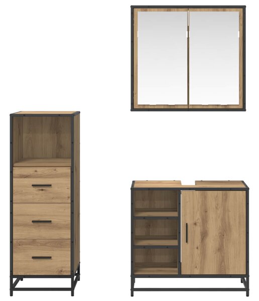 Fürdőszoba bútor szett fiókkal 3 pcs Artisan tölgy Faanyag
