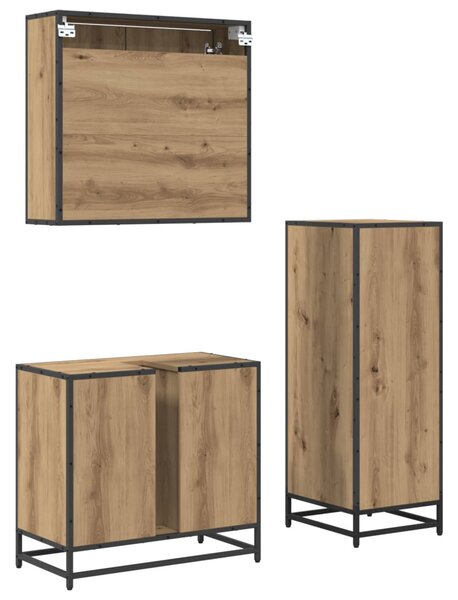 Fürdőszoba bútor szett fiókkal 3 pcs Artisan tölgy Faanyag
