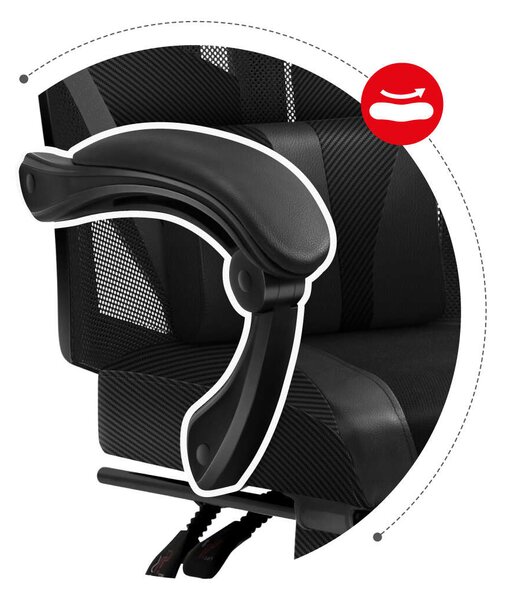 Astro 5.0 Black Gamer szék derékpárnával és lábtartóval - fekete