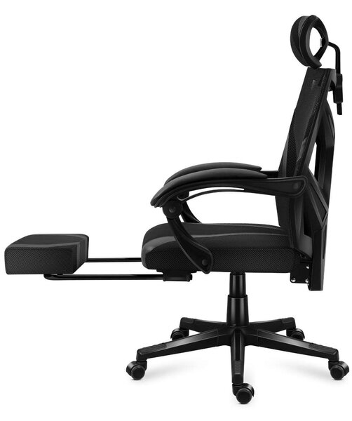 Astro 5.0 Black Gamer szék derékpárnával és lábtartóval - fekete