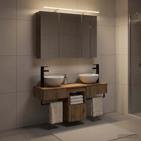Fürdőszobai Szekrény Szett 4 pcs 100 x 14,5 x 70 cm Faanyag