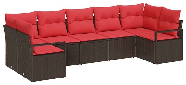 Kerti Kanapé Szett párnával 7 pcs Barna és Piros polirattan