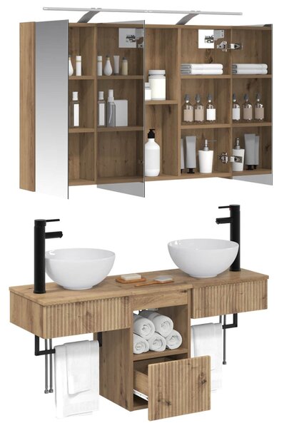 Fürdőszobai Szekrény Szett 4 pcs 100 x 14,5 x 70 cm Faanyag