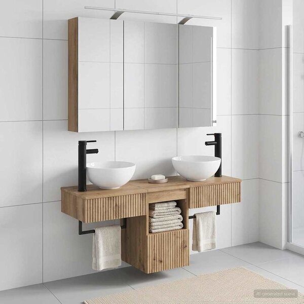 Fürdőszobai Szekrény Szett 4 pcs 100 x 14,5 x 70 cm Faanyag
