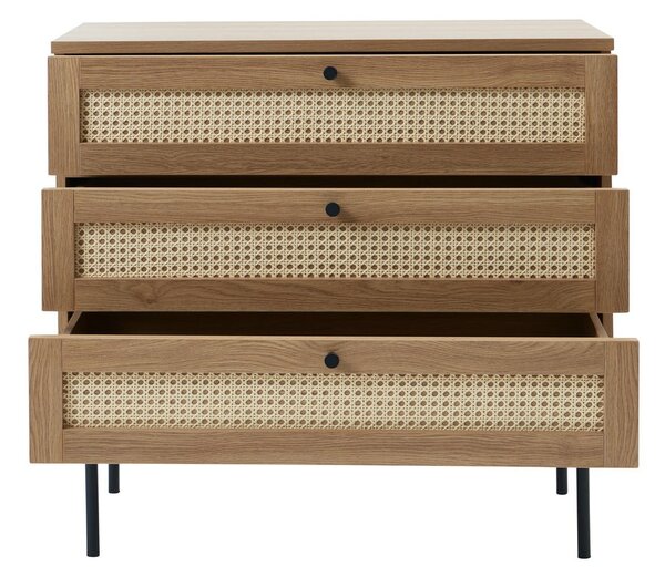 Natúr színű alacsony komód tölgyfa dekorral 80x75 cm Pensacola – Unique Furniture