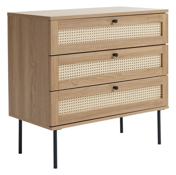 Natúr színű alacsony komód tölgyfa dekorral 80x75 cm Pensacola – Unique Furniture