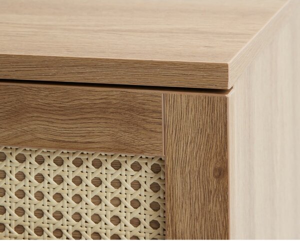 Natúr színű alacsony komód tölgyfa dekorral 80x75 cm Pensacola – Unique Furniture