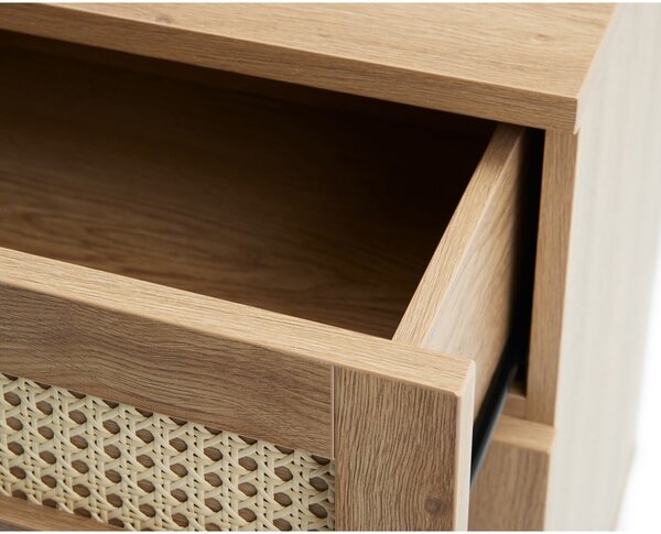 Natúr színű alacsony komód tölgyfa dekorral 80x75 cm Pensacola – Unique Furniture