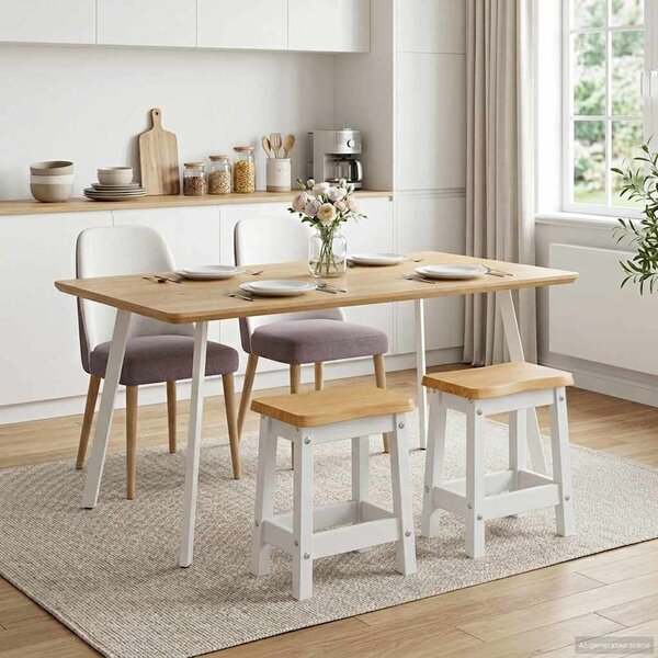 Bárszék EKAI 2 pcs Fehér 40 x 29 x 45,5 cm Tömör Fenyőfa