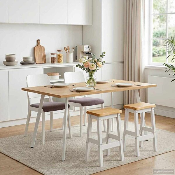 Magas Bárszék EKAI 2 pcs Fehér 40 x 29 x 63 cm Tömör Fenyőfa