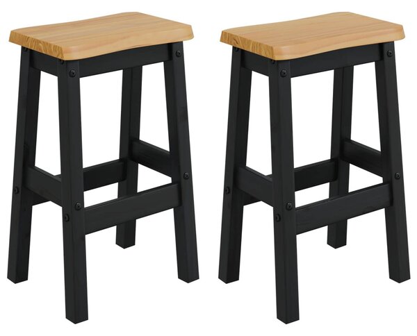 Magas Bárszék EKAI 2 pcs Fekete 40 x 29 x 63 cm Tömör Fenyőfa