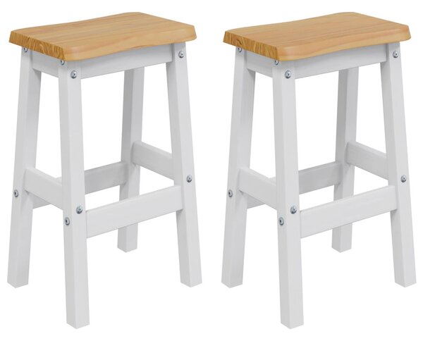 Magas Bárszék EKAI 2 pcs Fehér 40 x 29 x 63 cm Tömör Fenyőfa