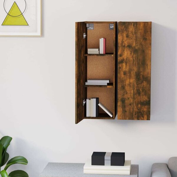 VidaXL 2 db füstös tölgy színű szerelt fa TV-szekrény 30,5x30x90 cm