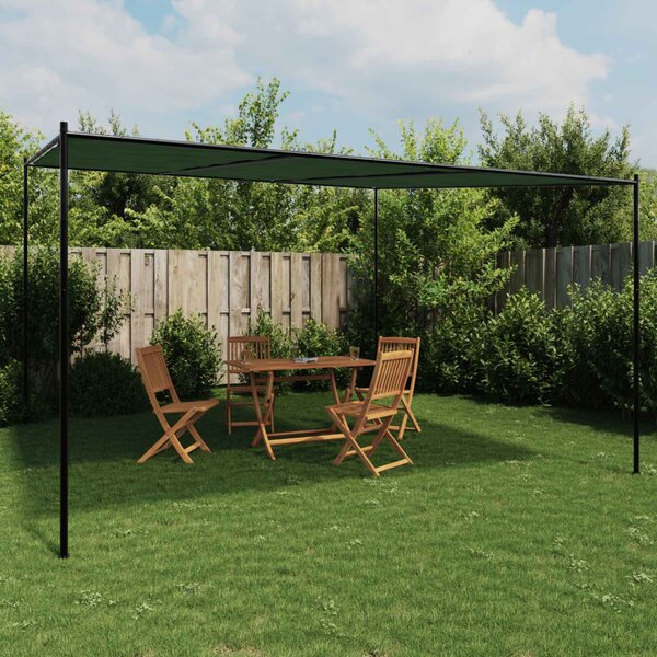 Pavilon 4 x 3,98 x 2,67 m Zöld Poliészter és acél