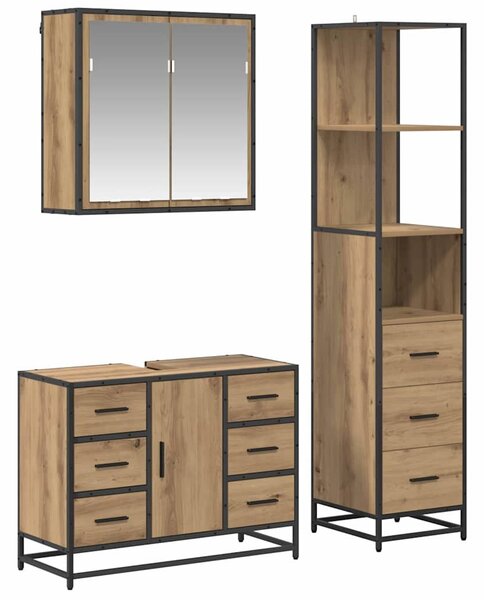 Fürdőszoba bútor szett fiókkal 3 pcs Artisan tölgy Faanyag