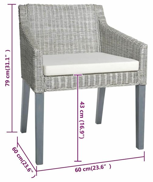 Rattan Étkezőszék - 2 db - Szürke