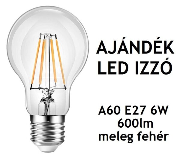 Glimex CAGE állítható függőlámpa fekete / átlátszó 1x E27 + ajándék LED izzó