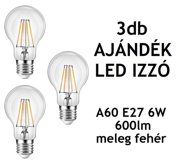 Glimex ABAZUR mennyezeti lámpa szürke 3x E27 + ajándék LED izzók