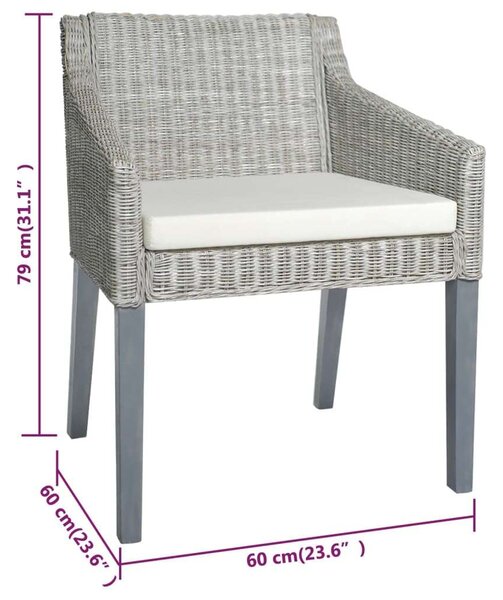 Rattan Étkezőszék - 2 db - Szürke