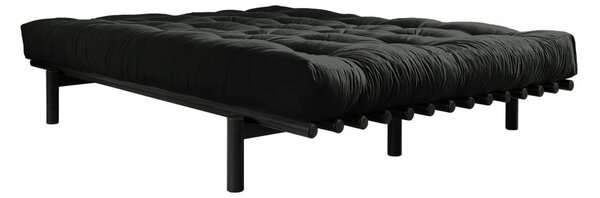 Pace Comfort Mat Black/Black borovi fenyőfa franciaágy matraccal, 180 x 200 cm - Karup Design