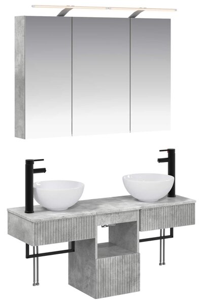 Fürdőszobai Szekrény Szett 4 pcs Betonszürke 100 x 14,5 x 70 cm