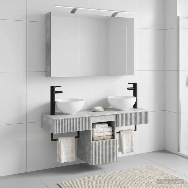 Fürdőszobai Szekrény Szett 4 pcs Betonszürke 100 x 14,5 x 70 cm