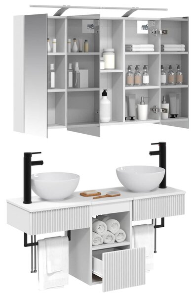 Fürdőszobai Szekrény Szett 4 pcs Fehér 100 x 14,5 x 70 cm