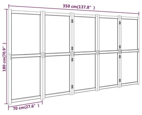 Akácfa Térelosztó - 5 Paneles - Fekete - 350x180 cm