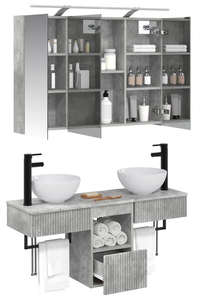 Fürdőszobai Szekrény Szett 4 pcs Betonszürke 100 x 14,5 x 70 cm