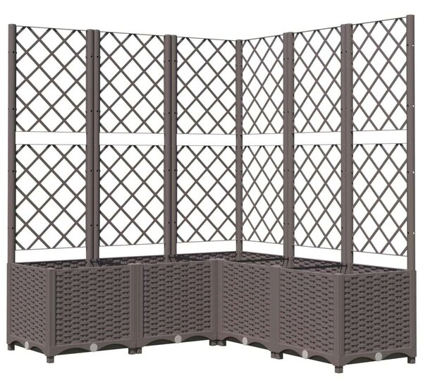 VidaXL barna polipropilén rácsos kerti ültetőláda 120 x 120 x 136 cm