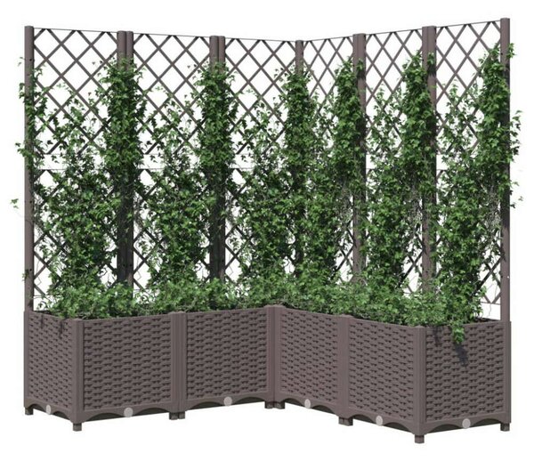 VidaXL barna polipropilén rácsos kerti ültetőláda 120 x 120 x 136 cm