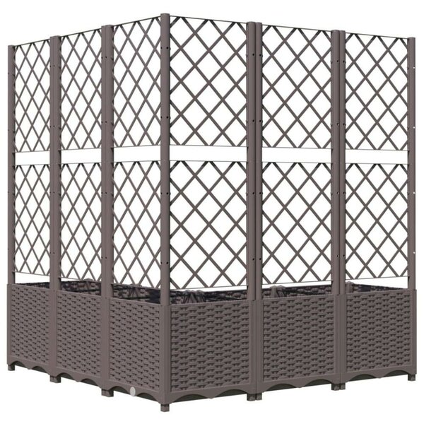 VidaXL barna polipropilén rácsos kerti ültetőláda 120 x 120 x 136 cm