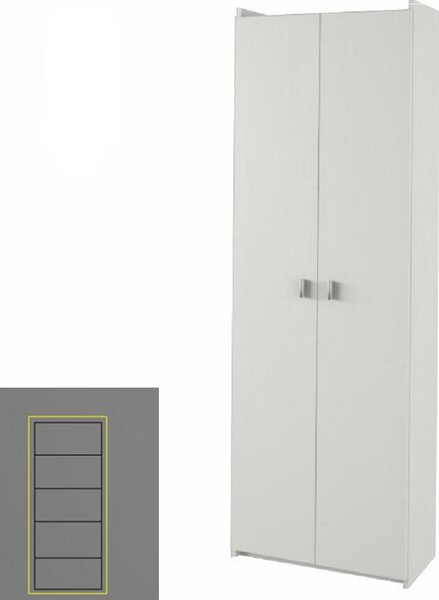 KONDELA Polcos szekrény, DTD laminált, fehér, NATALI TIP 2