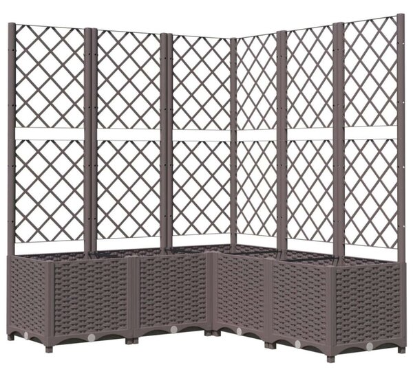 VidaXL barna polipropilén rácsos kerti ültetőláda 120 x 120 x 136 cm