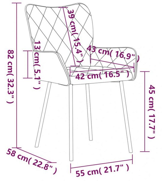 VidaXL - Szövet Étkezőszék - 2 db - Világosszürke
